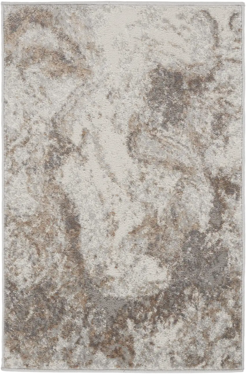 Ivory and Gray Abstract Non Skid Area Rug Photo 5