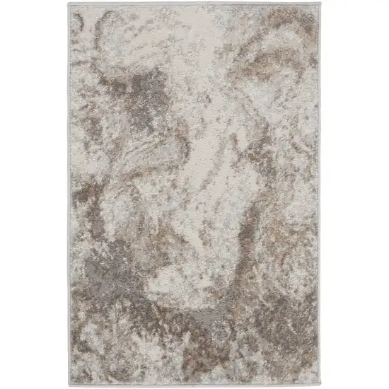 Ivory and Gray Abstract Non Skid Area Rug Photo 1