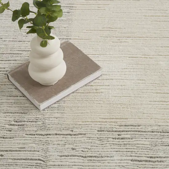 Ivory and Gray Abstract Power Loom Area Rug Photo 9