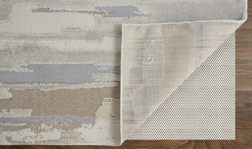Ivory and Gray Abstract Power Loom Distressed Area Rug Photo 6
