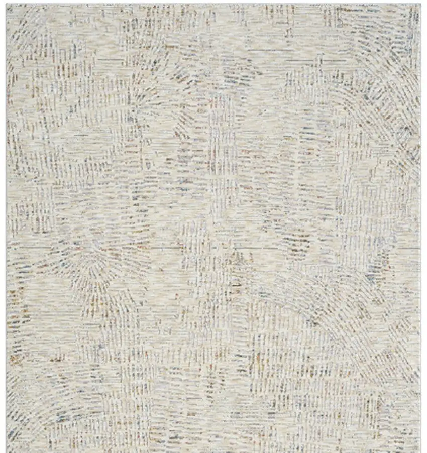 Ivory and Gray Abstract Runner Rug Photo 6