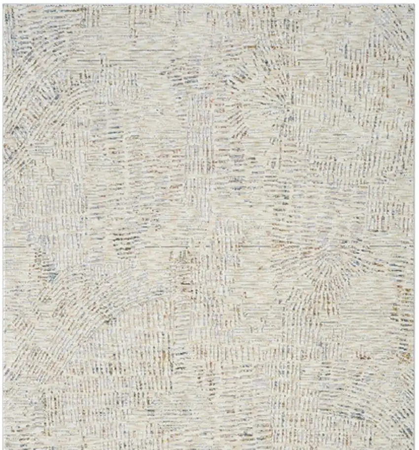 8' Ivory And Gray Abstract Runner Rug Photo 3
