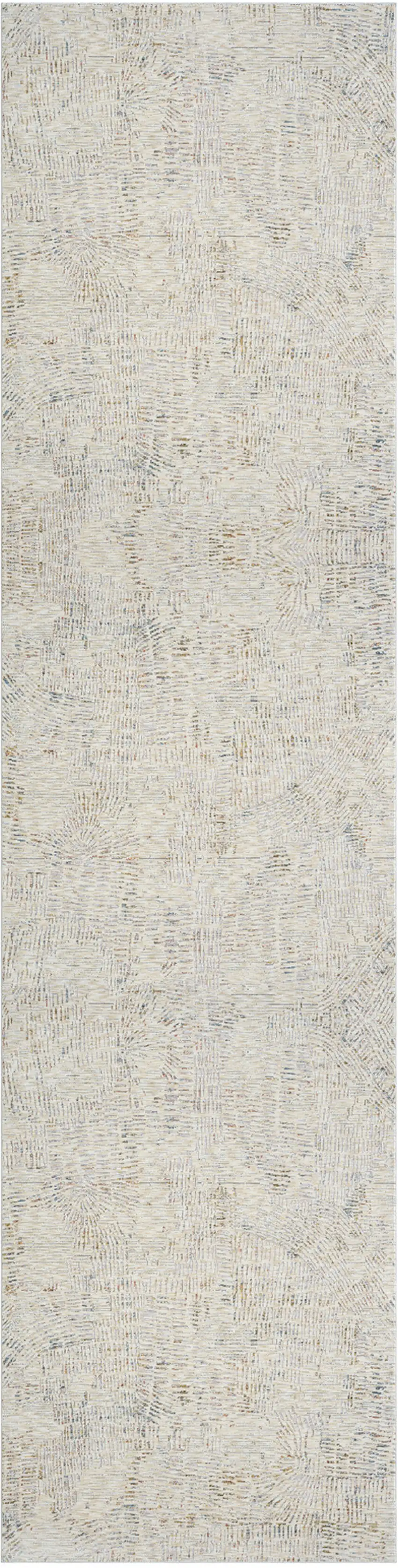 Ivory and Gray Abstract Runner Rug Photo 2