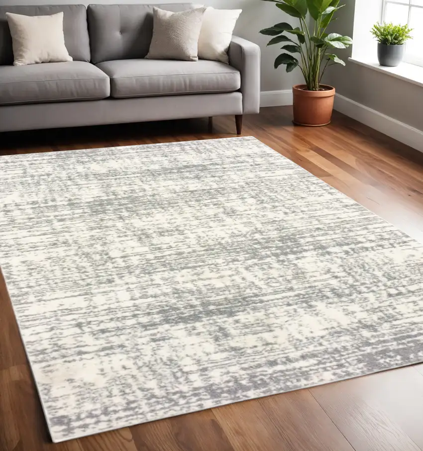 Ivory And Gray Abstract Strokes Area Rug Photo 1