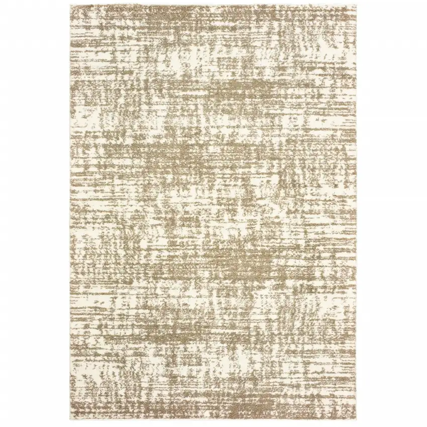 Ivory and Gray Abstract Strokes Area Rug Photo 1