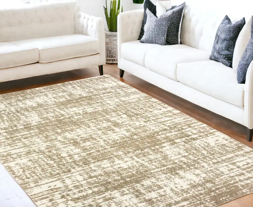 Ivory And Gray Abstract Strokes Area Rug Photo 2
