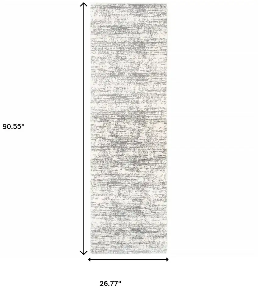 2' X 8' Ivory And Gray Abstract Strokes Runner Rug Photo 3