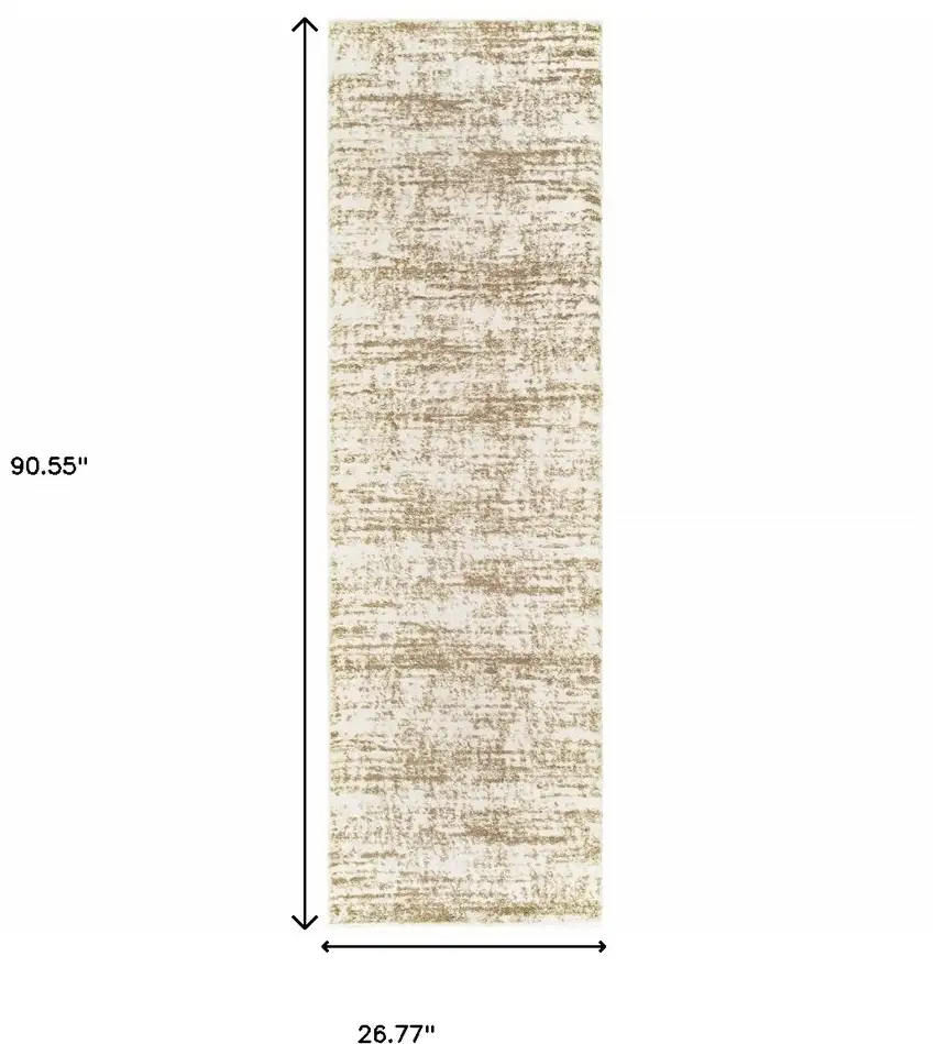 2' X 8' Ivory And Gray Abstract Strokes Runner Rug Photo 3