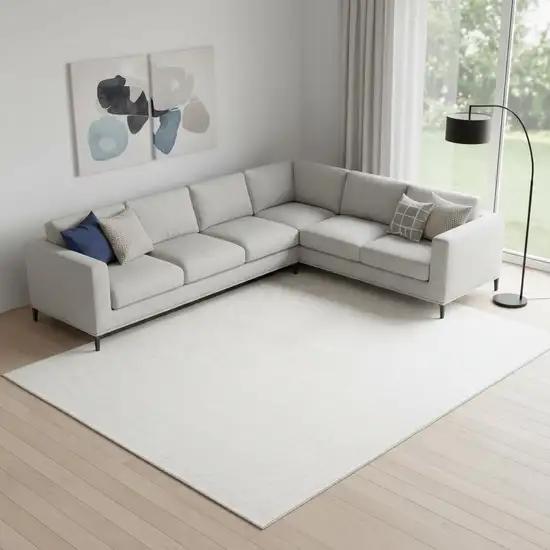 Ivory and Gray Abstract Washable Area Rug Photo 1