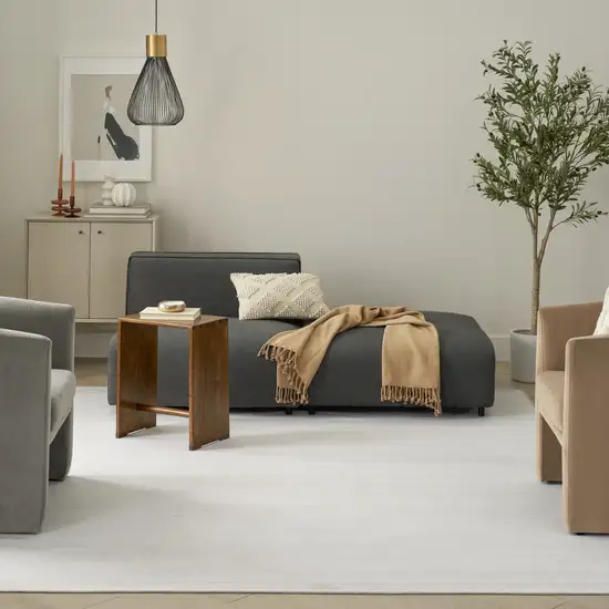 Ivory and Gray Abstract Washable Area Rug Photo 6