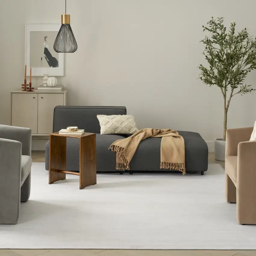 Ivory and Gray Abstract Washable Area Rug Photo 6