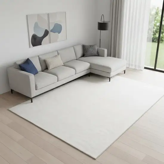 Ivory and Gray Abstract Washable Area Rug Photo 1