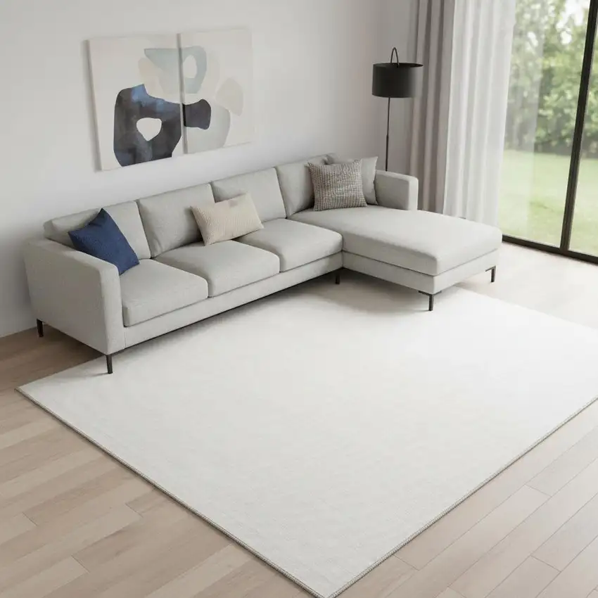 Ivory and Gray Abstract Washable Area Rug Photo 1