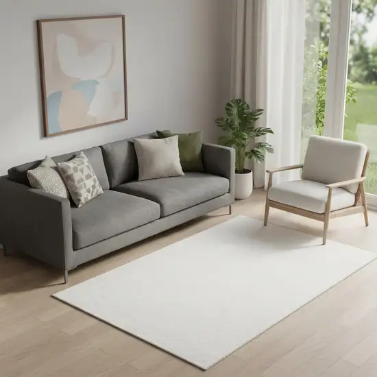 Ivory and Gray Abstract Washable Area Rug Photo 1