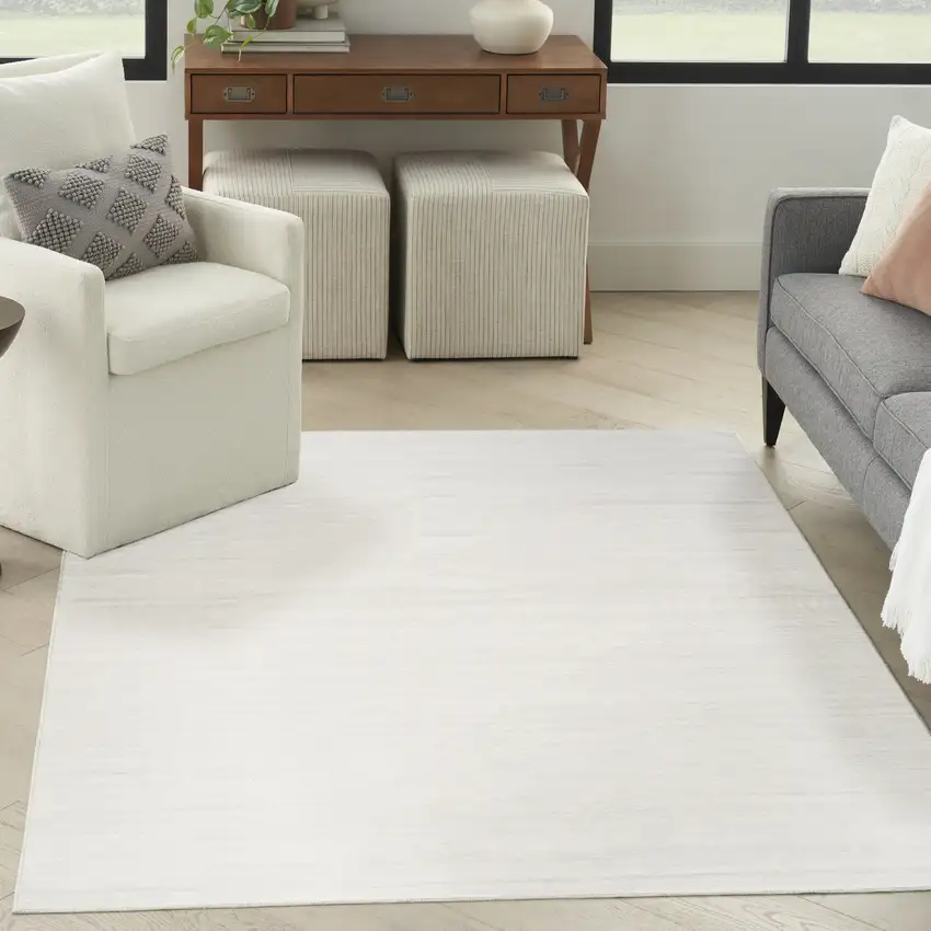 Ivory and Gray Abstract Washable Area Rug Photo 3