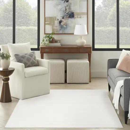 Ivory and Gray Abstract Washable Area Rug Photo 7