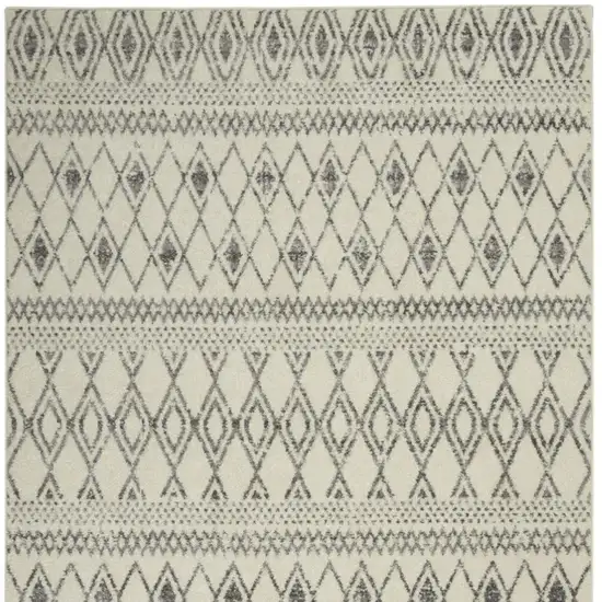 Gray And Ivory Geometric Area Rug Photo 6