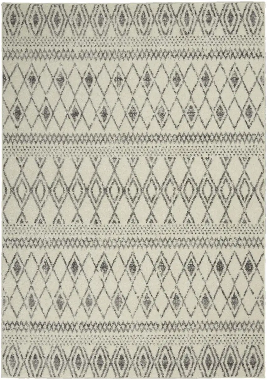 Gray And Ivory Geometric Area Rug Photo 8