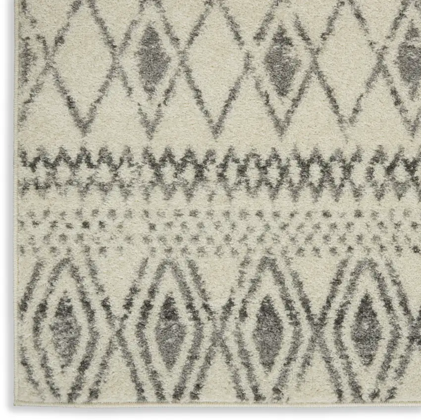 Gray And Ivory Geometric Area Rug Photo 8