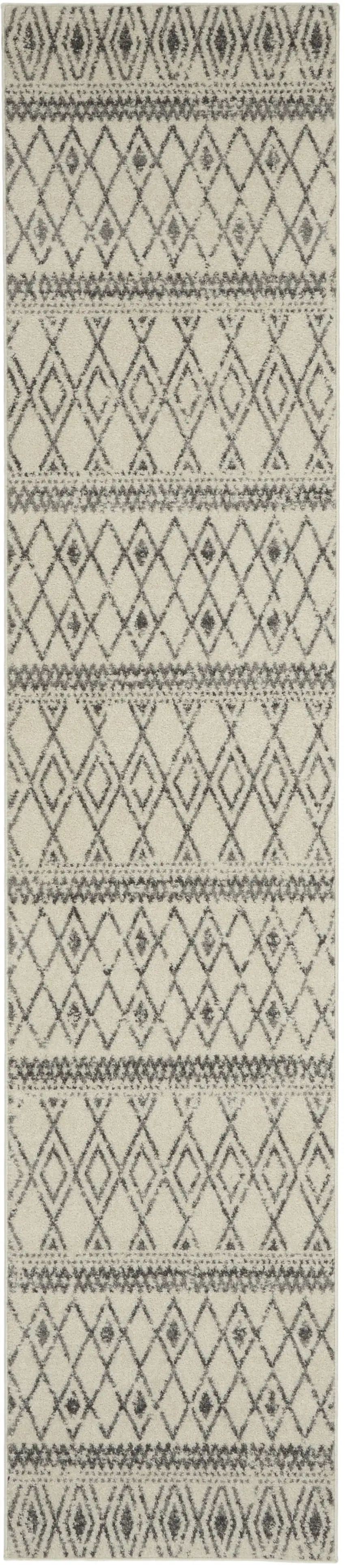 Ivory and Gray Berber Pattern Runner Rug Photo 1
