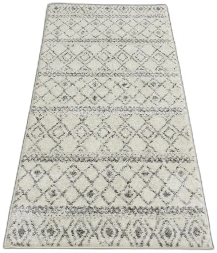 Ivory and Gray Berber Pattern Runner Rug Photo 6
