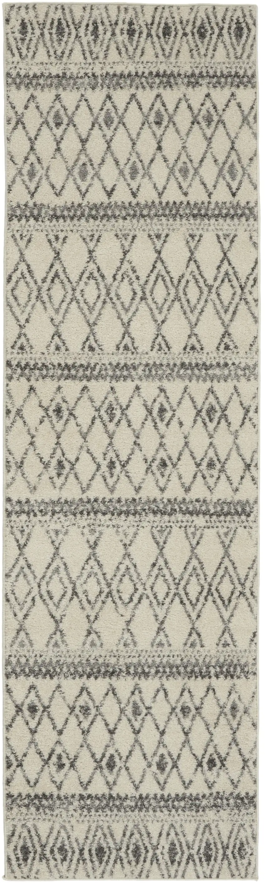 Ivory and Gray Berber Pattern Runner Rug Photo 1