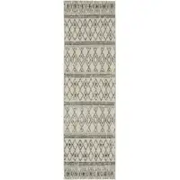 Photo of Ivory and Gray Berber Pattern Runner Rug