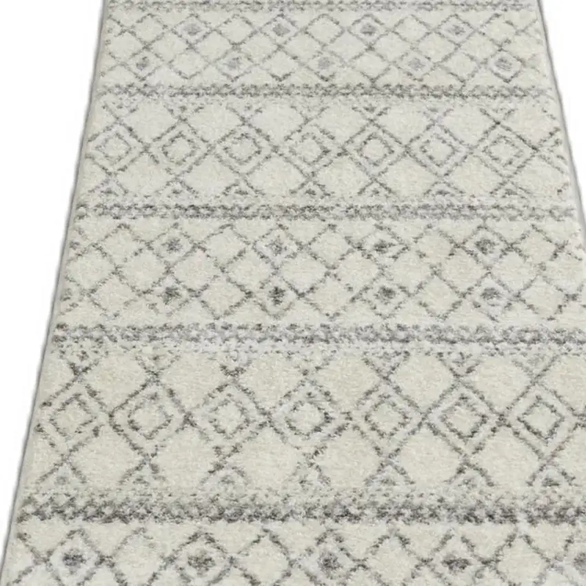 Ivory and Gray Berber Pattern Runner Rug Photo 8