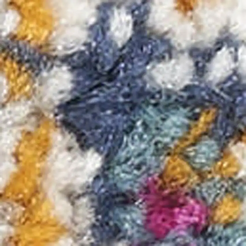 Ivory and Gray Chevron Shag Area Rug Photo 3