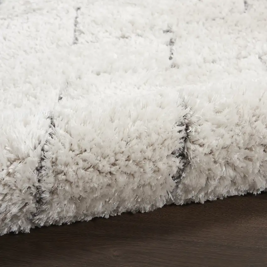 Ivory and Gray Chevron Shag Area Rug Photo 8