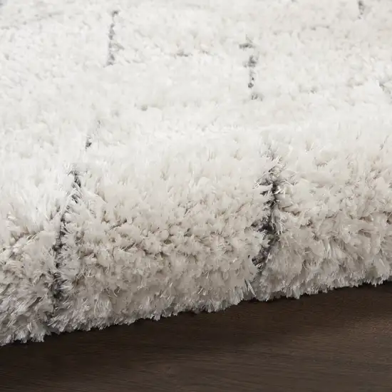Ivory and Gray Chevron Shag Area Rug Photo 7