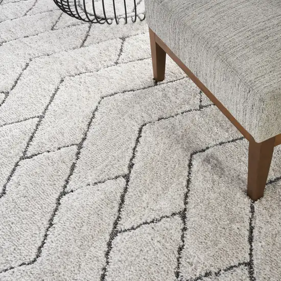 Ivory and Gray Chevron Shag Area Rug Photo 6