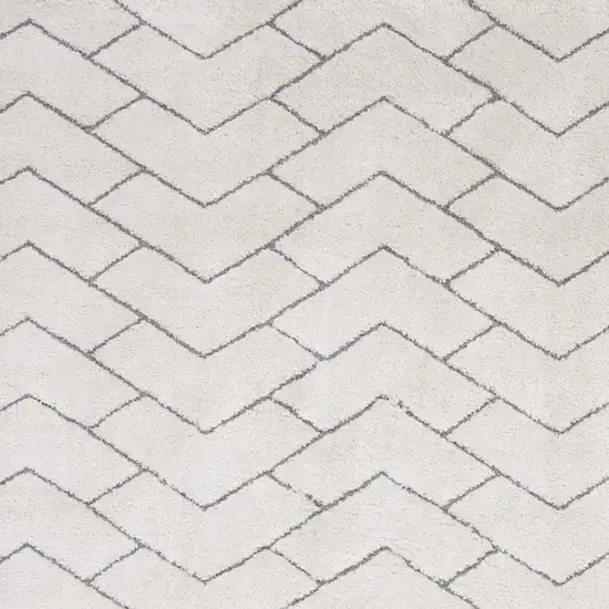 Ivory and Gray Chevron Shag Area Rug Photo 4