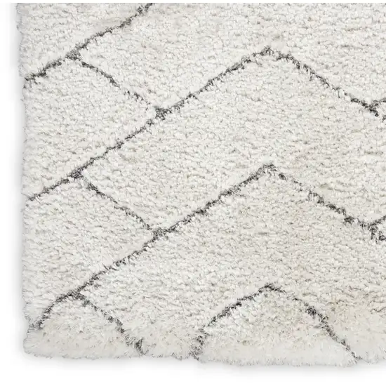 Ivory and Gray Chevron Shag Area Rug Photo 8