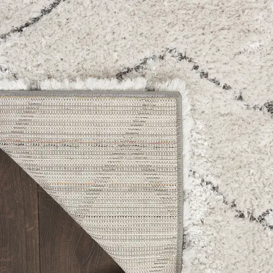 Ivory and Gray Chevron Shag Area Rug Photo 9