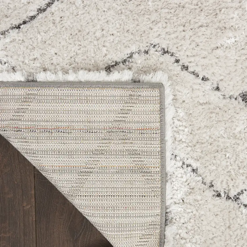 Ivory and Gray Chevron Shag Area Rug Photo 9