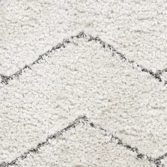 Ivory and Gray Chevron Shag Area Rug Photo 9