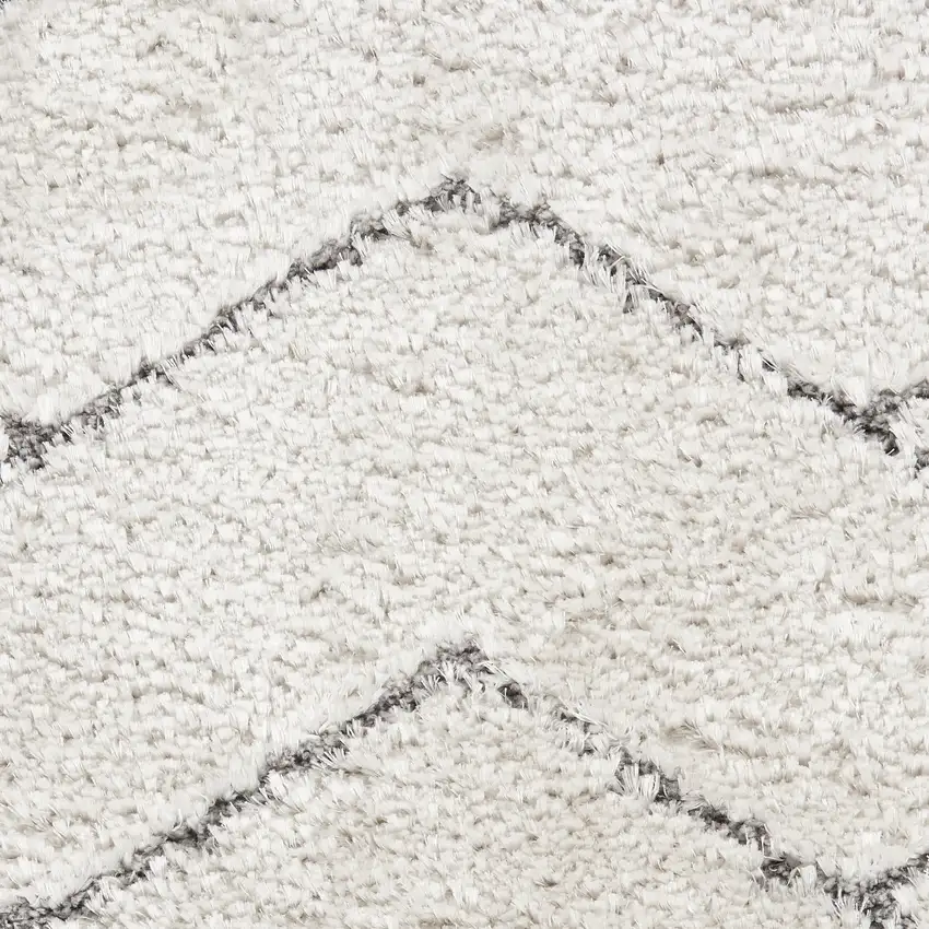 Ivory and Gray Chevron Shag Area Rug Photo 9
