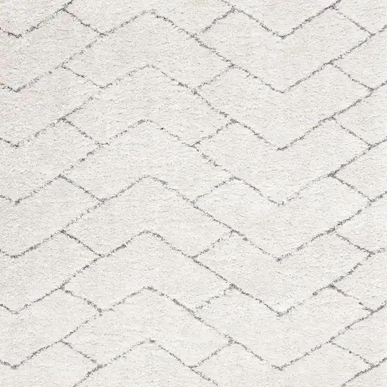 Ivory and Gray Chevron Shag Area Rug Photo 3