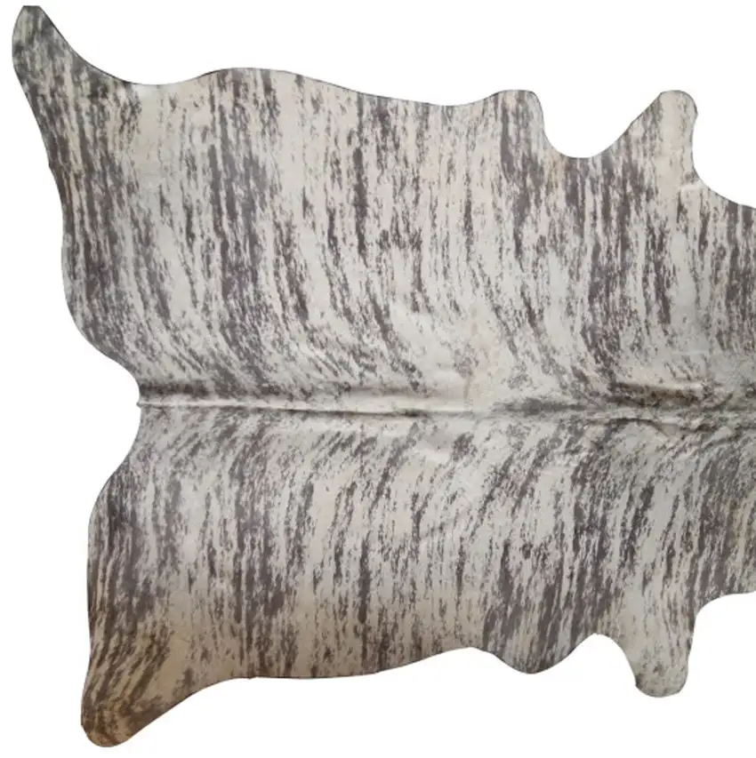Ivory and Gray Cowhide Striped Hand Knotted Area Rug Photo 5