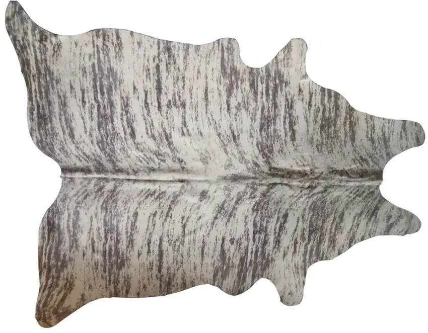 Ivory and Gray Cowhide Striped Hand Knotted Area Rug Photo 1