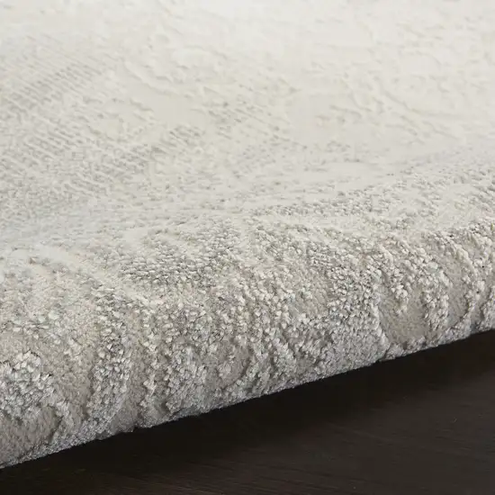 Ivory and Gray Damask Distressed Non Skid Area Rug Photo 5