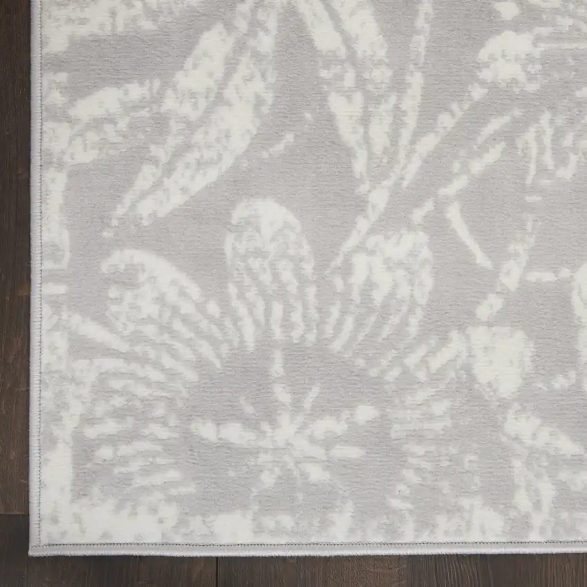 Ivory and Gray Floral Distressed Non Skid Area Rug Photo 9