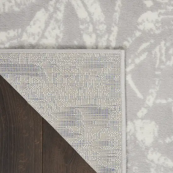 Ivory and Gray Floral Distressed Non Skid Area Rug Photo 8