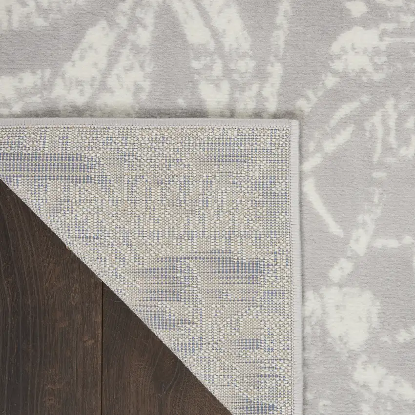 Ivory and Gray Floral Distressed Non Skid Area Rug Photo 8