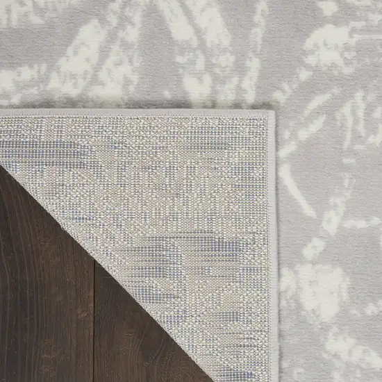 Ivory and Gray Floral Distressed Non Skid Area Rug Photo 8
