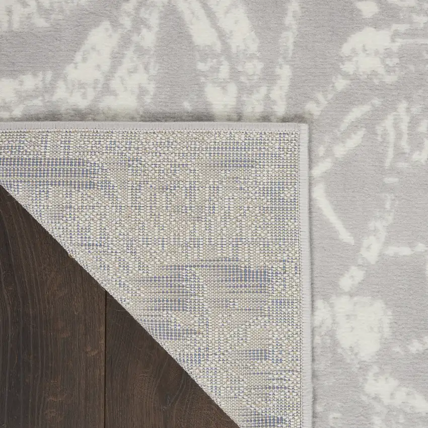 Ivory and Gray Floral Distressed Non Skid Area Rug Photo 8