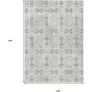 Photo of Ivory and Gray Floral Medallion Washable Non Skid Indoor Outdoor Area Rug