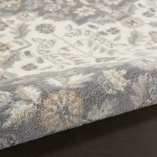 Ivory and Gray Floral Non Skid Area Rug Photo 6