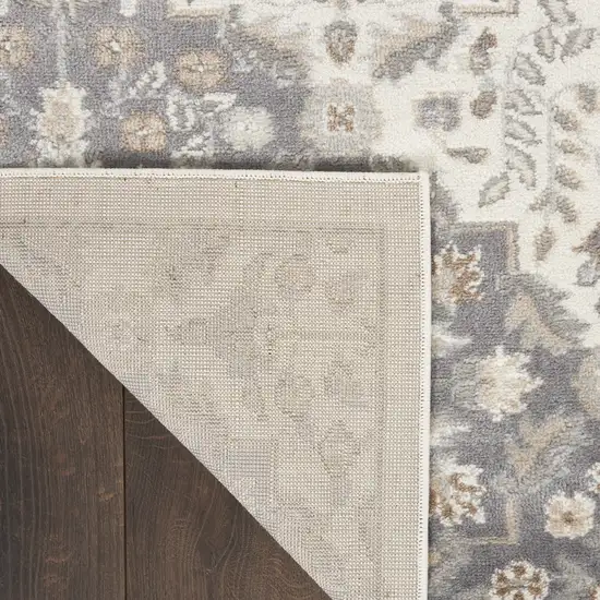 Ivory and Gray Floral Non Skid Area Rug Photo 8
